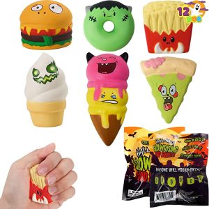 12pcs Halloween Food Squishy In Blind Bags With 6 Designs