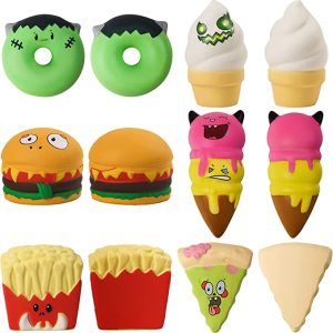 12pcs Halloween Food Squishy In Blind Bags With 6 Designs