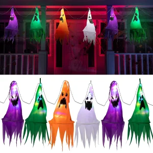 12pcs LED Halloween Light up Hanging Ghost