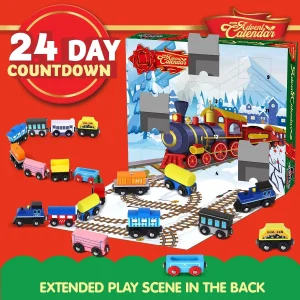 12pcs Wooden Magnetic Train Advent Calendar for Christmas