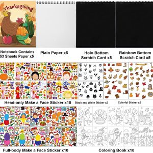 Thanksgiving Make-a-face Color book Sticker sheets Set