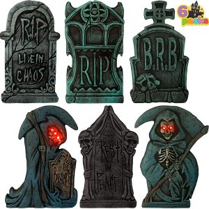 2 Light up Grim Reaper and 4 Tombstone Decorations