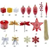 130pcs Red White and Gold Christmas Ornaments