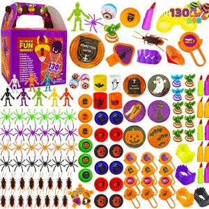 130Pcs Halloween Assorted Toys Set with Treasure Box