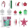 132pcs Red Green White Shatterproof Christmas Ornaments