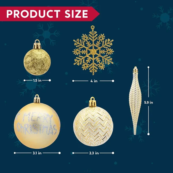133pcs Gold and Silver Christmas Tree Ornaments