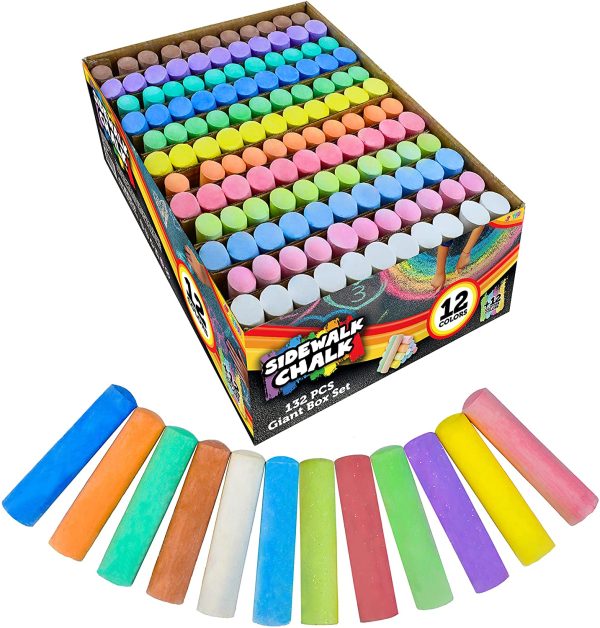 12 Colors with 12 Glitter Chalks, 132 PCS