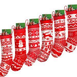 Christmas Stockings Knit Decorations, 6 Pcs
