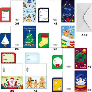 48pcs Christmas Santa Claus Gift Card Holder with Envelopes