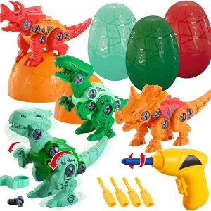 4Pcs Take Apart Dinosaurs In Egg with Electric Drill