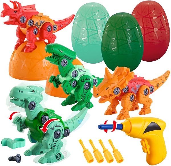 4pcs Take Apart Dinosaur Toy Set with Drill