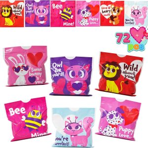72 Pcs Valentine Drawstring Candy Bags