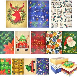 3 Size Assorted Shirt Gift Box Set with Vintage Design Set Painting Design With Stickers, 24 Pcs