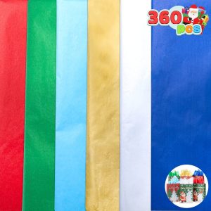 Holiday Tissue Paper with 6 Colors Designs,  360 pcs