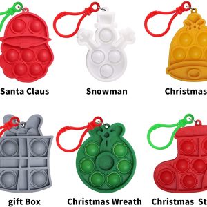 Christmas Fidget Toy Stress Relief Set 2inch with 6 Designs, 12 Pcs