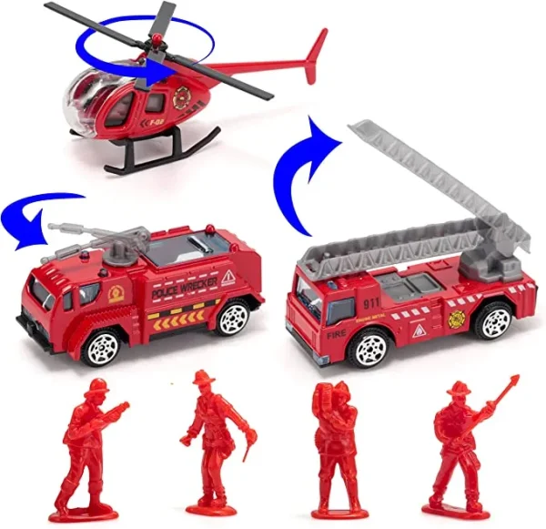 15pcs Die Cast Car Vehicle Toy Set with Men Figures