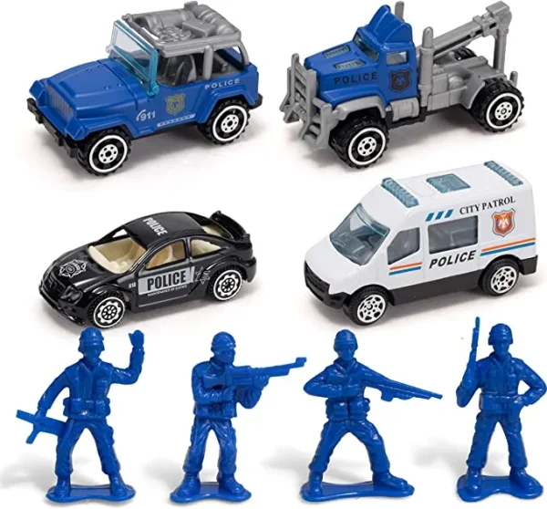 15pcs Die Cast Car Vehicle Toy Set with Men Figures