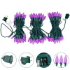 150-Count 48.7ft LED Purple Faceted C6 Halloween String Lights