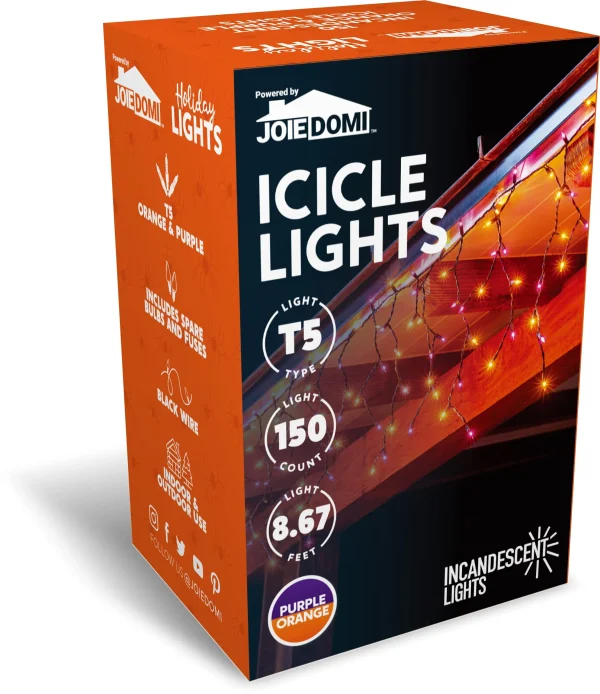150 Incandescent Orange & Purple Icicle Lights 8.67ft