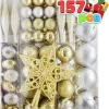 157pcs Gold Silver & White Assorted Christmas Ornaments