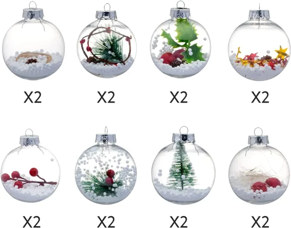 16pcs Chrismas Ball Snow Filled Christmas Ornaments