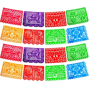 16pcs Plastic Papel Picado Day of the Dead Banner
