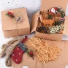 16pcs Christmas Kraft Gift Boxes with Grass Twines