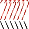 6pcs Warm White Christmas Candy Cane Pathway Markers 17in