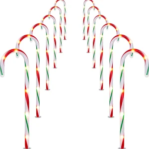 6pcs Christmas Pathway Lights Candy Cane 17in