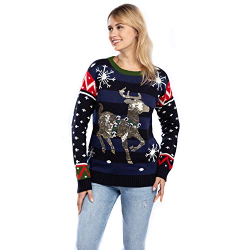 Christmas Sweaters Women’s Cute Shining Reindeer Ugly Christmas Sweater