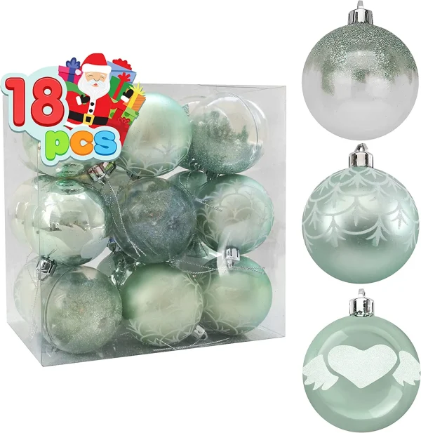18pcs Shatterproof teal Christmas Ornaments 2.36in