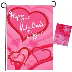 2Pcs Valentines Day Print Flags