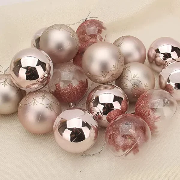 18pcs Shatterproof Pink Christmas Ornaments 6cm