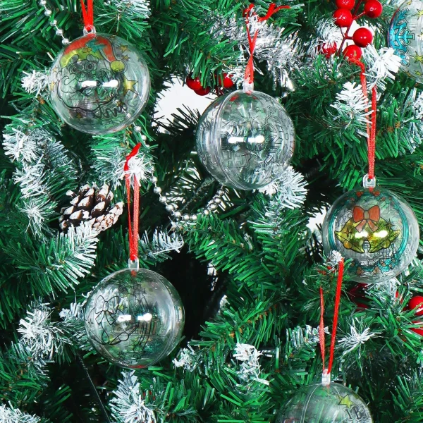 18pcs Clear Plastic Christmas Ball Ornaments 3.15in