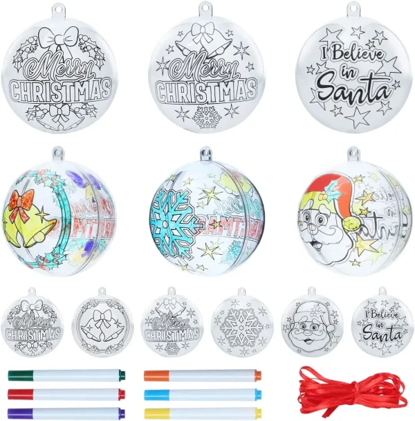 18pcs Clear Plastic Christmas Ball Ornaments 3.15in