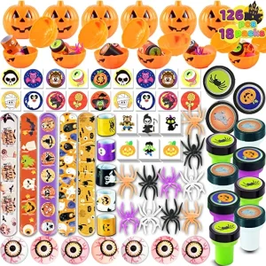18Pcs Halloween Prefilled Pumpkin Box with Party Favors
