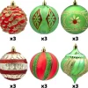18pcs Red Green & Gold Glitter Ball Ornaments