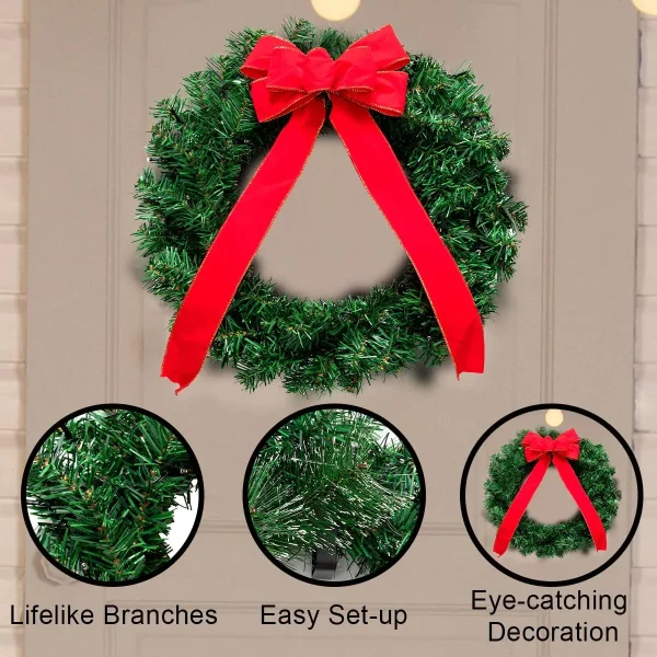 3pcs Christmas Wreath with LED Lights 19in