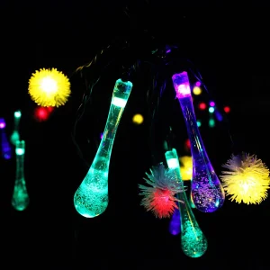 LED Snowflake/Icicle Shape Multicolor Solar String Lights 19.7ft