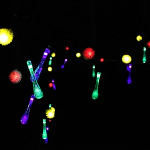 LED Snowflake/Icicle Shape Multicolor Solar String Lights 19.7ft