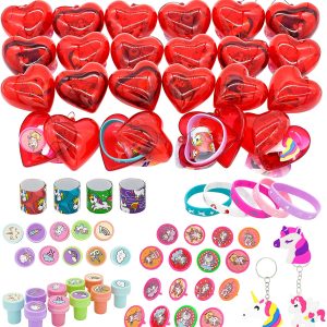 Valentine Unicorn Theme Filled Hearts Set, 24 Pack