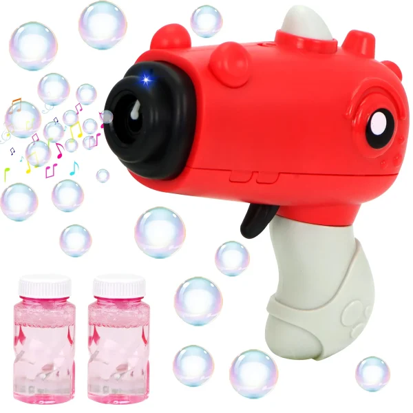 Kids Dinosaur Bubble Gun with 2 Bubble Solution