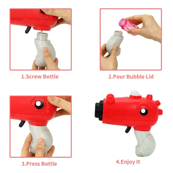 Kids Dinosaur Bubble Gun with 2 Bubble Solution