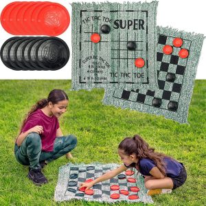 24Pcs FIELDAY – Giant Checkers and Tic Tac Toe Game 2.9in