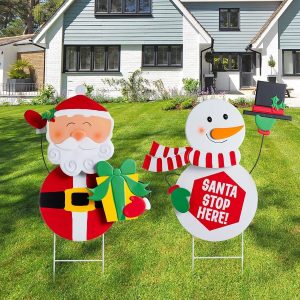 Snowman and Santa Garden Signs