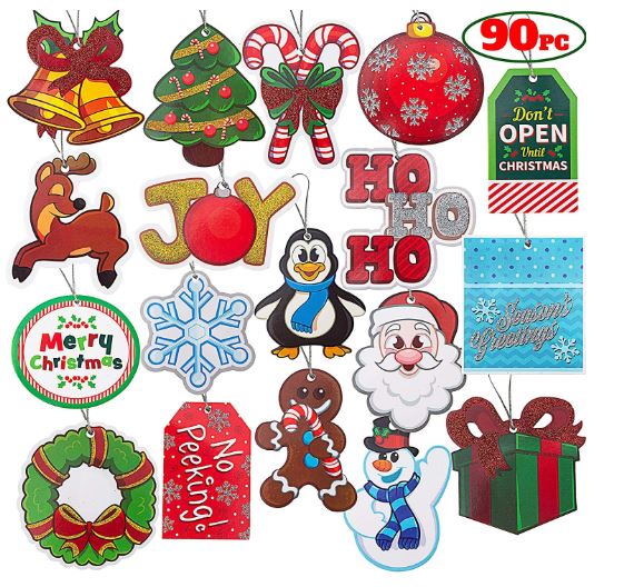 90pcs 18 Assorted large Christmas Gift Tags with String