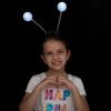 1pc Kids Halloween Light Up Martian Antenna Headband