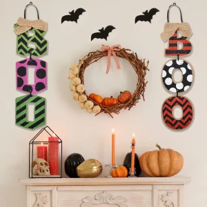 2 Halloween Boo Hanging Wall Signs