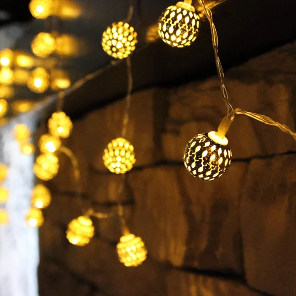 2x40 LED Warm White Led Moroccan Globe String Lights