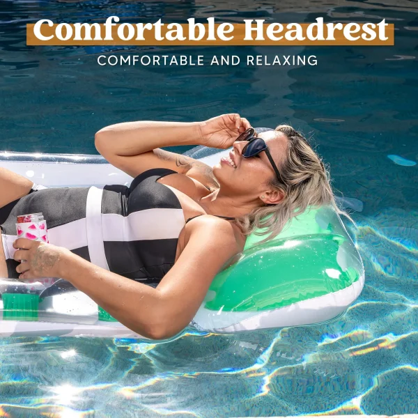 2pcs Inflatable Pool Lounger Float Rafts with Headrest